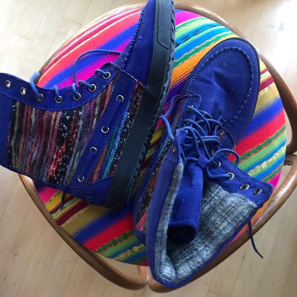 Bumper Royal Blue Faux Suede Serape Booties